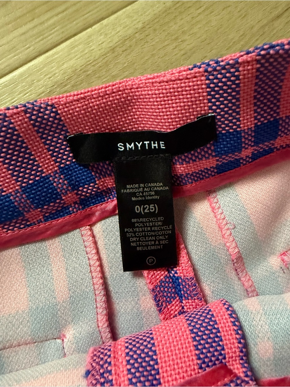 Smythe Amy Pink & Blue Plaid Straight-Leg Pants - Picture 3 of 3